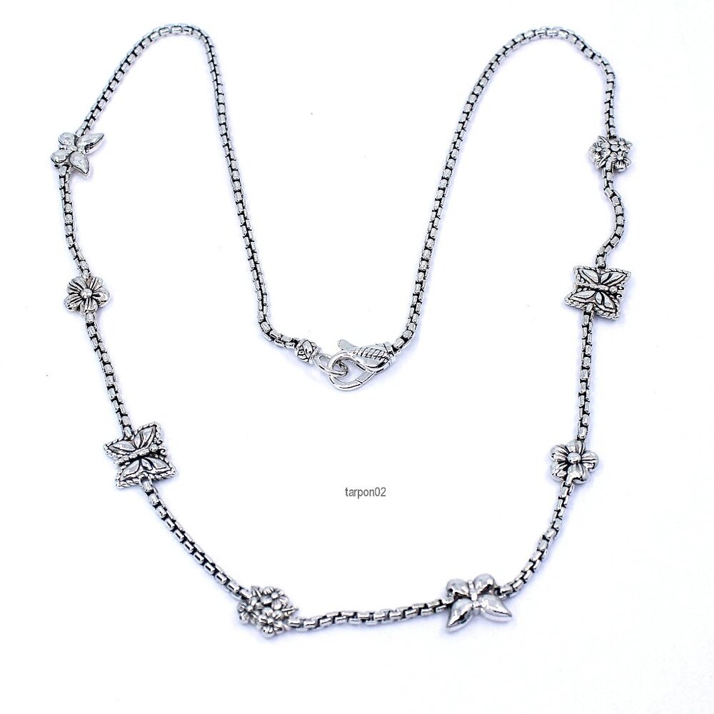 John Hardy JAI Butterfly + Floral Station Sterling Silver Necklace - 24" NIB